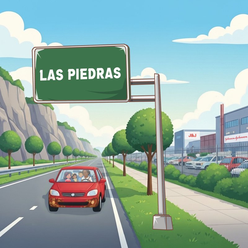 Las Piedras road sign illustration